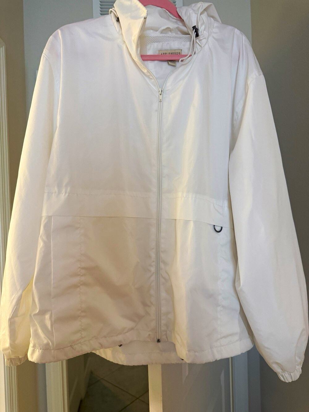 Appleseed’s Women’s White Hooded Full Zip Windbreaker Jacket Size S A09733